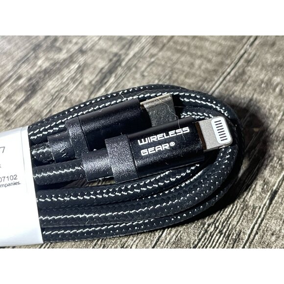 USB-2.0 Type C to Lightning 6' Black fabric for iPhone Apple iPad laptop 3E - Picture 3 of 8